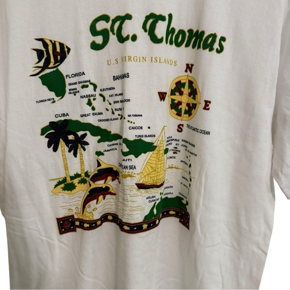Ocean Blue Apparel St. Thomas U.S. Virgin Islands Map Tee White XL - Picture 2 of 4
